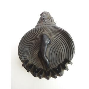 Vintage Tiki Hula Girl Hawaii Black Lava 1974 mcm Catchall Dish